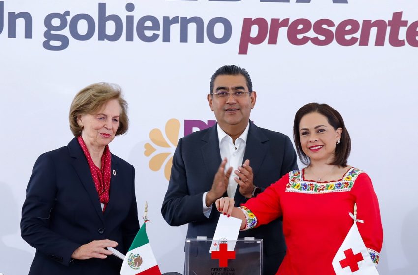  Encabezan Sergio Salomón y Gaby Bonilla inicio de la colecta 2024 de Cruz Roja