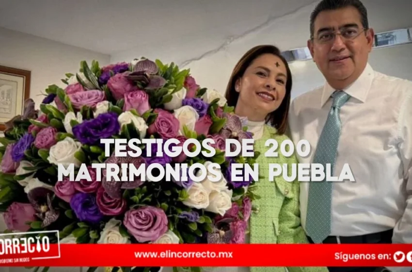  Sergio Salomón y Gaby Bonilla son testigos de 200 matrimonios gratuitos en Puebla