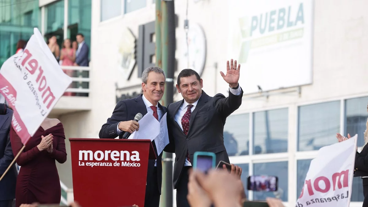 Armenta y Pepe Chedraui se registran como candidatos de la coalición Sigamos Haciendo Historia en Puebla