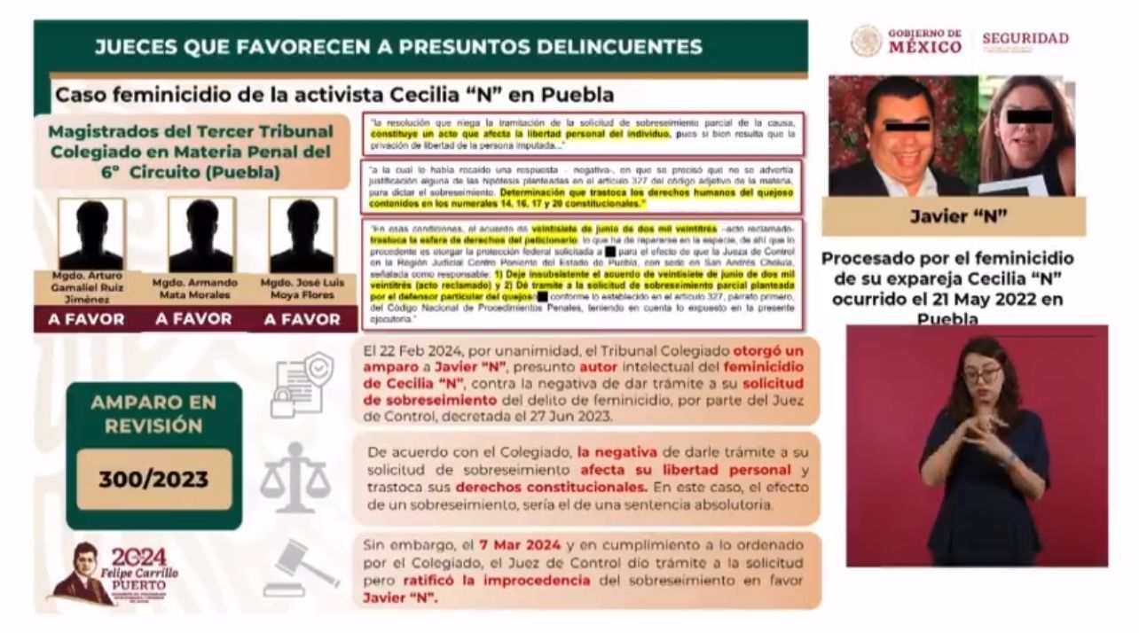 Exhiben a jueces que querían amparar a López Zavala por feminicidio de Cecilia Monzón