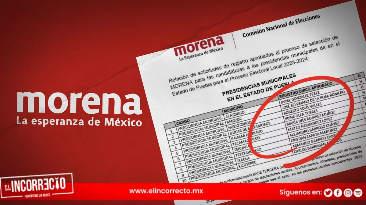 Julio Huerta, García Parra y Gaby Chumacero encabezan lista de pluris de Morena al Congreso de Puebla