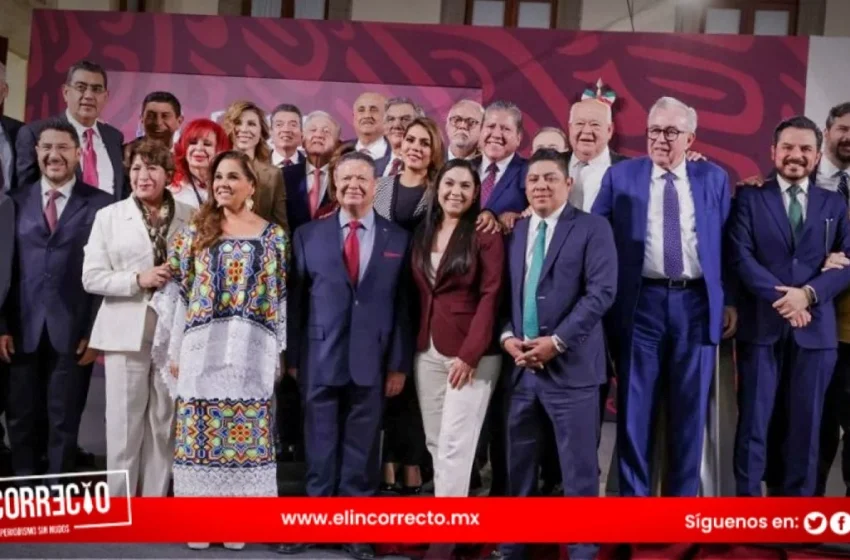  Sergio Salomón acompaña a AMLO a su mañanera