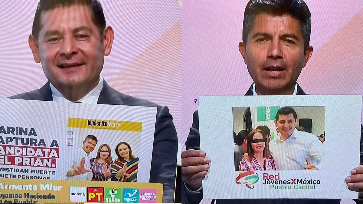 Debate Puebla 2024: Armenta y Lalo Rivera chocan por Tania N., candidata detenida