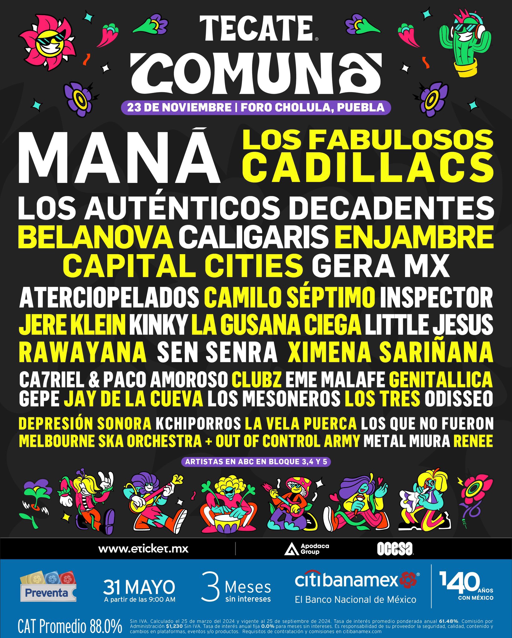 Los Fabulosos Cadillacs encabezan el cartel del Tecate Comuna 2024