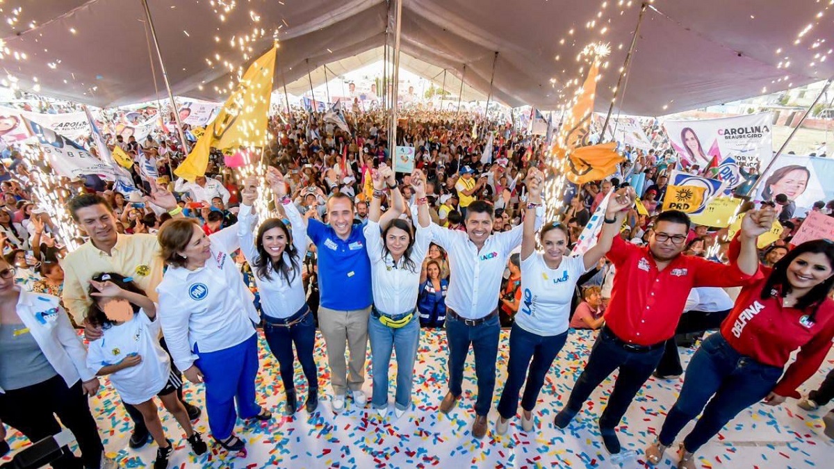 Mario Riestra y Eduardo Rivera, encabezan cierre de campaña con más de 2 mil 500 poblanos del sur