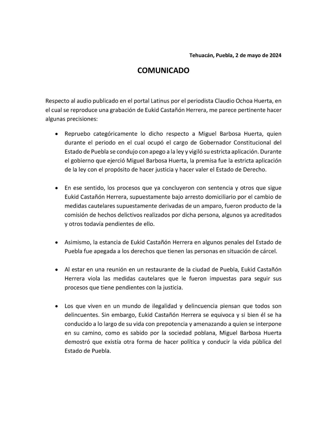 Rosario Orozco rechaza acusaciones vs Barbosa Huerta tras audio escándalo