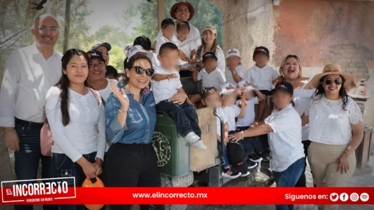 Gaby Bonilla lleva a niñas y niños de Asistencia en Puebla a conocer a la jirafa Benito