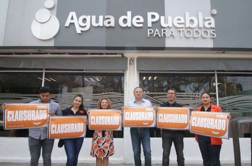  Candidatos de MC clausuran oficinas de Agua de Puebla de forma simbólica