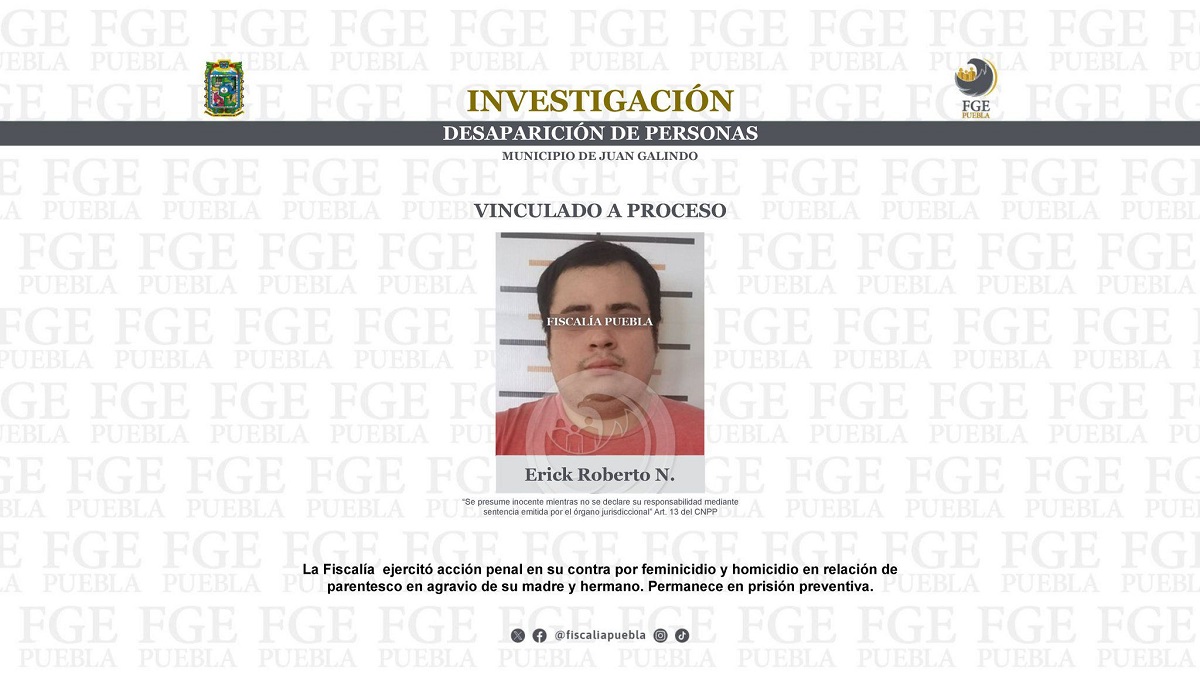 Erick Roberto mató a su mamá y hermano en Juan Galindo; escondió sus restos en su casa