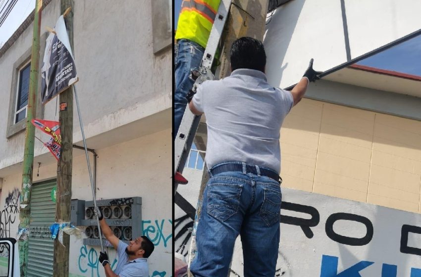  Más de 4 mil elementos publicitarios irregulares han sido retirados por el ayuntamiento de Puebla en lo que va del 2024