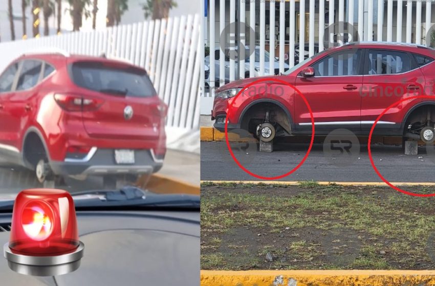  Aumentan Robos de Autopartes en Puebla: Despojan Cuatro Neumáticos de Camioneta en la Reserva Territorial Atlixcayotl, Afuera del Hospital Ángeles