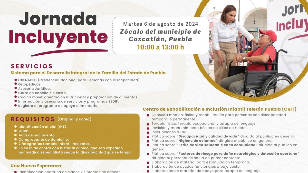 Prepara SEDIF "Jornada Incluyente" para personas con discapacidad en Coxcatlán