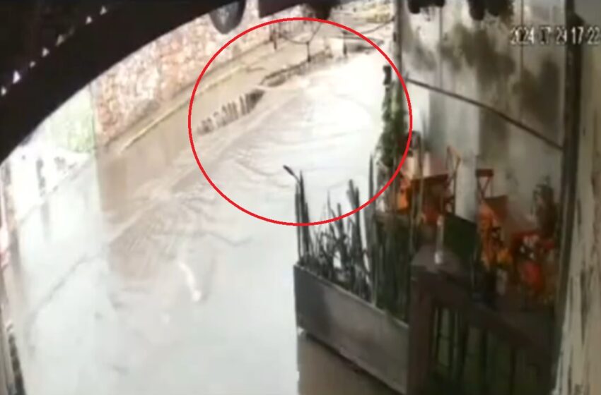  Revelan momento exacto en que «nace» socavón que casi se traga 3 autos en Atzala de San Andrés Cholula