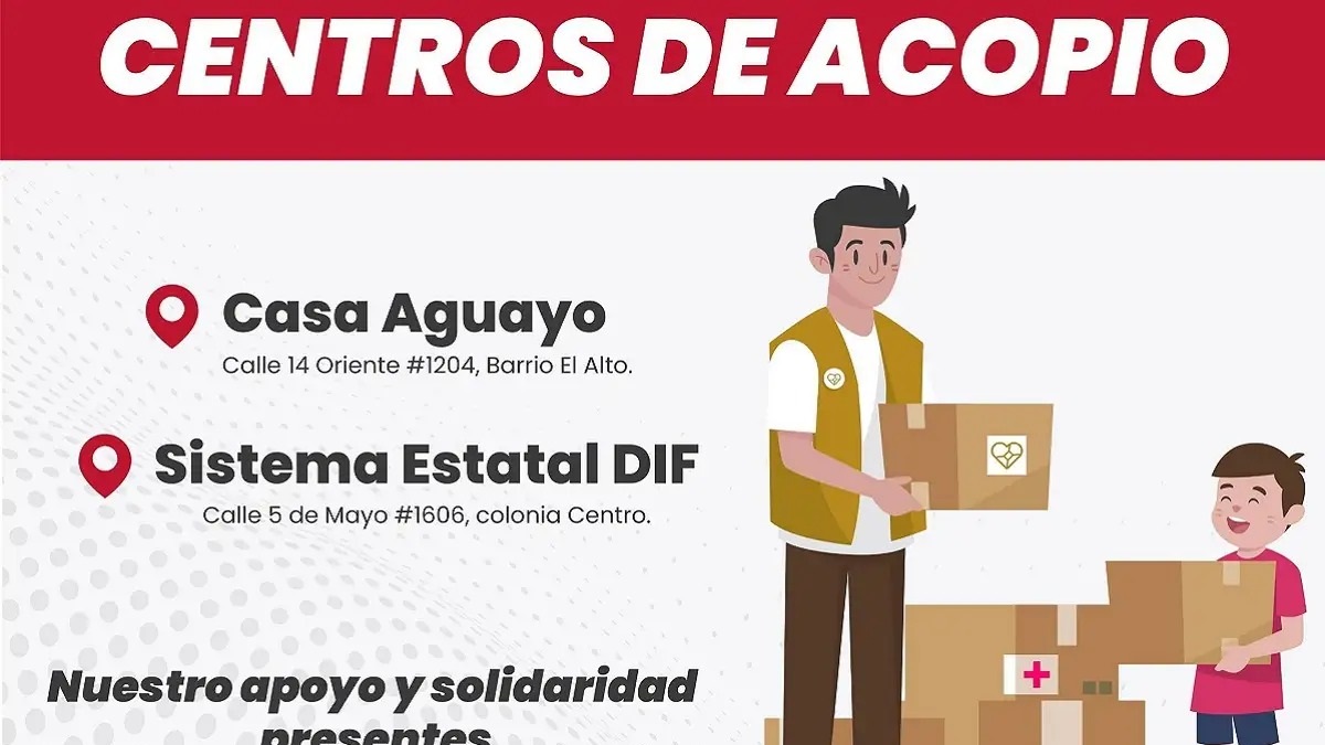 Gobierno de Puebla habilita centros de acopio para afectados del huracán “John” en Guerrero