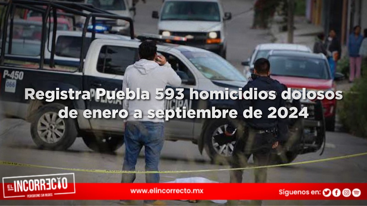 Registra Puebla 593 homicidios dolosos de enero a septiembre de este 2024 