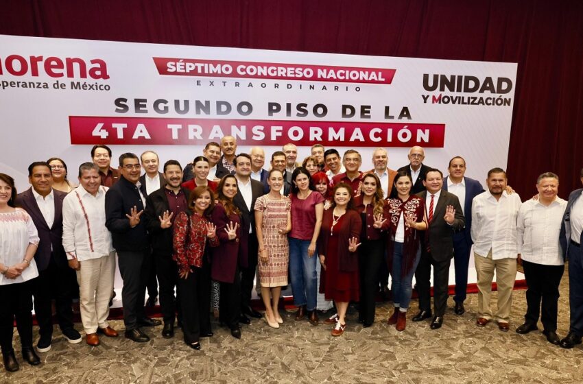 Sergio Salomón y Armenta asisten a consejo de Morena; celebran designación de Luisa Alcalde
