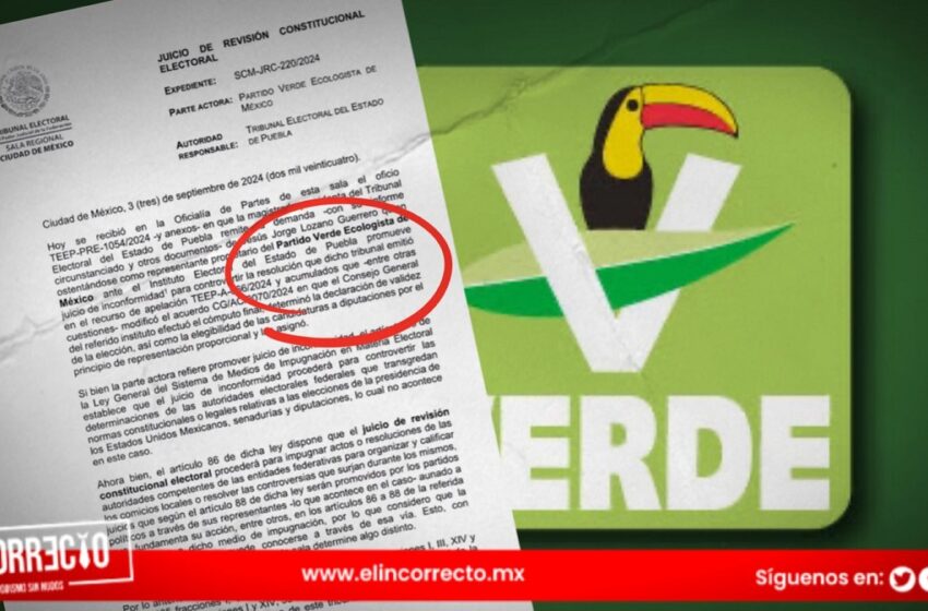  Partido Verde impugna reasignación de pluris a Morena para el Congreso de Puebla 