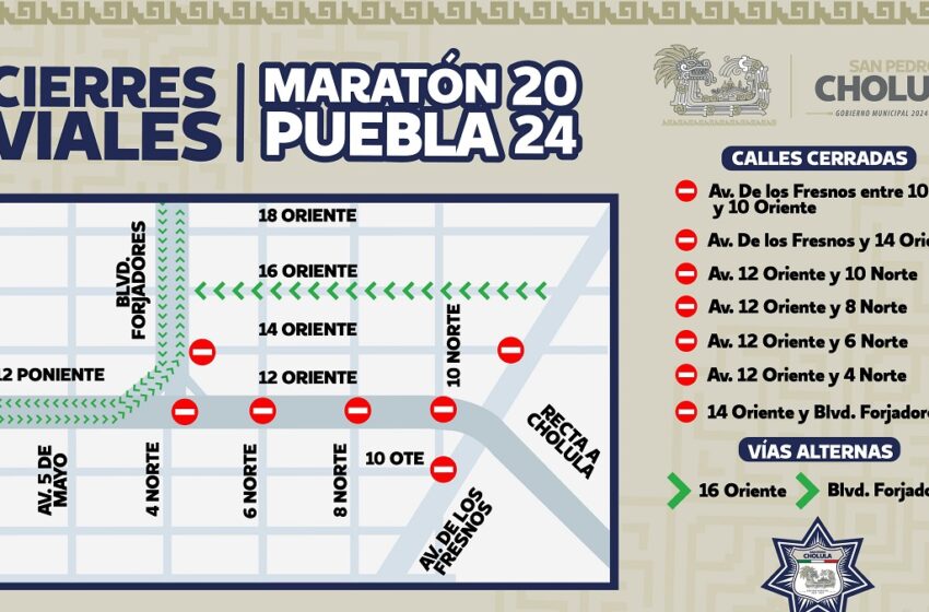  Cierres viales en San Pedro Cholula este domingo 27 de octubre