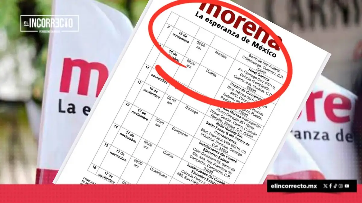 Renovación de la dirigencia de Morena Puebla será el 16 de noviembre; lanzan convocatoria