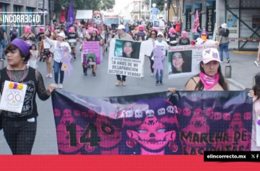 Mujeres y familiares de víctimas de feminicidio encabezaron la 14va Marcha de las Putas en Puebla