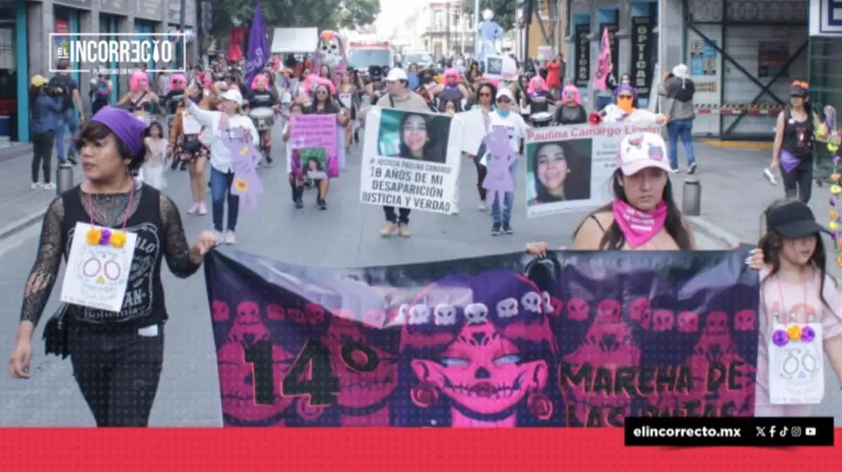 Mujeres y familiares de víctimas de feminicidio encabezaron la 14va Marcha de las Putas en Puebla