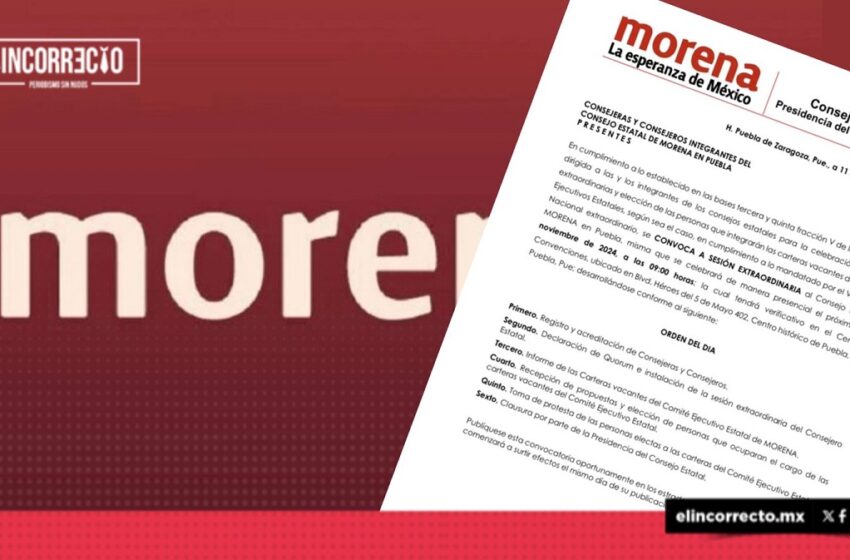  Emite Morena Puebla convocatoria para la renovación de la dirigencia estatal: Esto dice