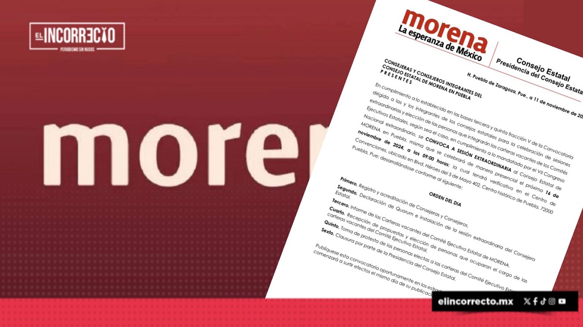 Emite Morena Puebla convocatoria para la renovación de la dirigencia estatal: Esto dice