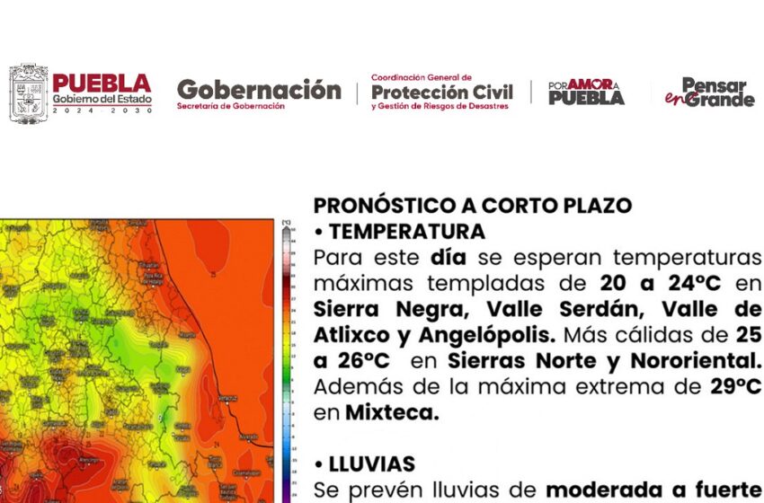  Frente frío 15 provocará descenso de temperatura y lluvias en Puebla