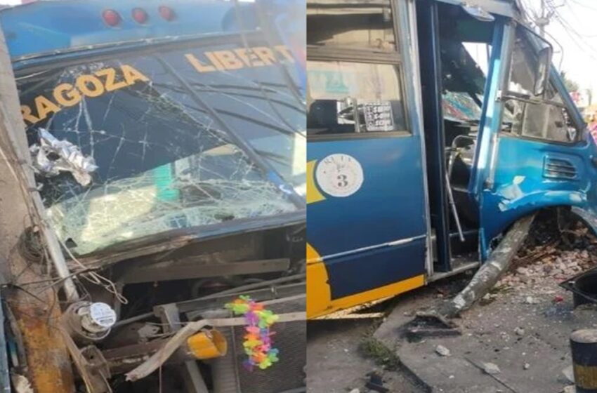  ¡Otra del transporte! Ruta 3 choca brutalmente contra poste en Ignacio Zaragoza y deja varios heridos