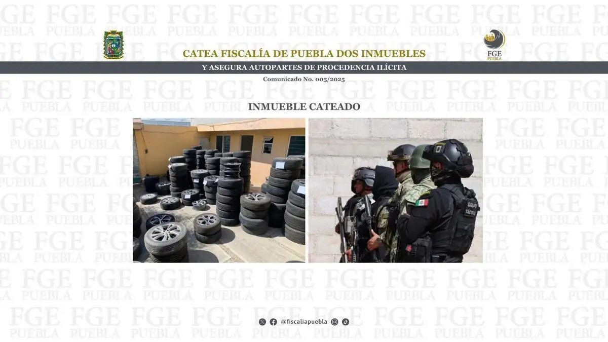 Asegura Fiscalía de Puebla más de 300 autopartes robadas en operativo en Barranca Honda