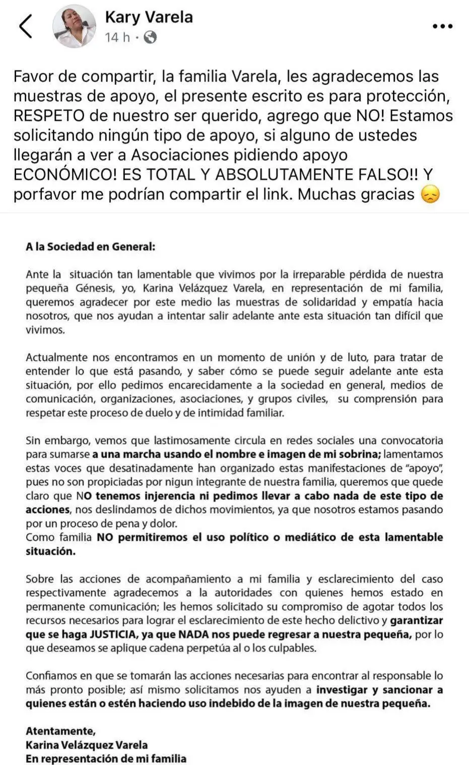 Fiscalía de Puebla dejará de informar del feminicidio de Génesis Mei