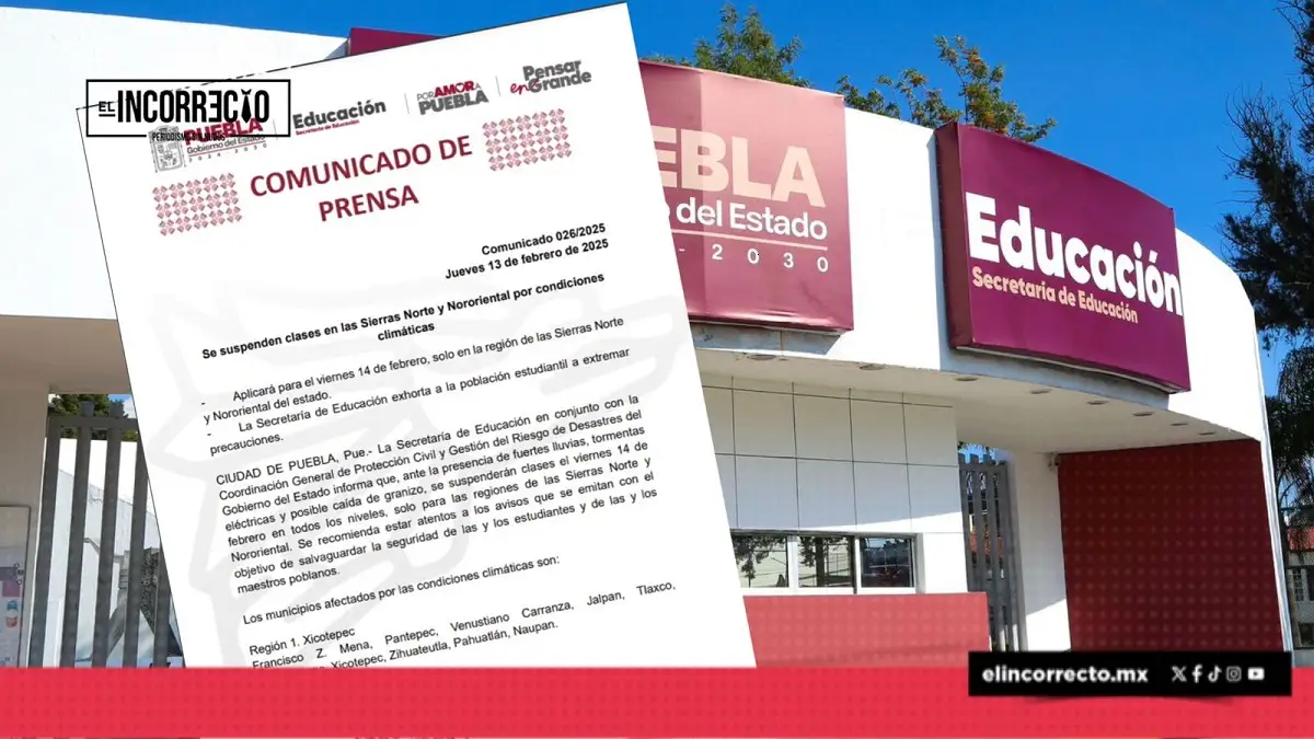 Suspenden clases en Puebla por intensas lluvias
