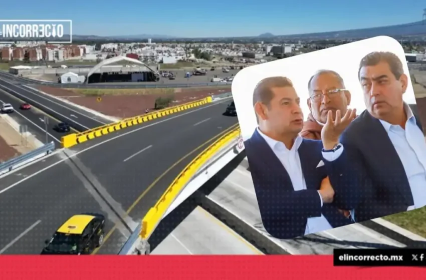  Armenta y Sergio Salomón inauguran el Distribuidor Puebla-Tlaxcala