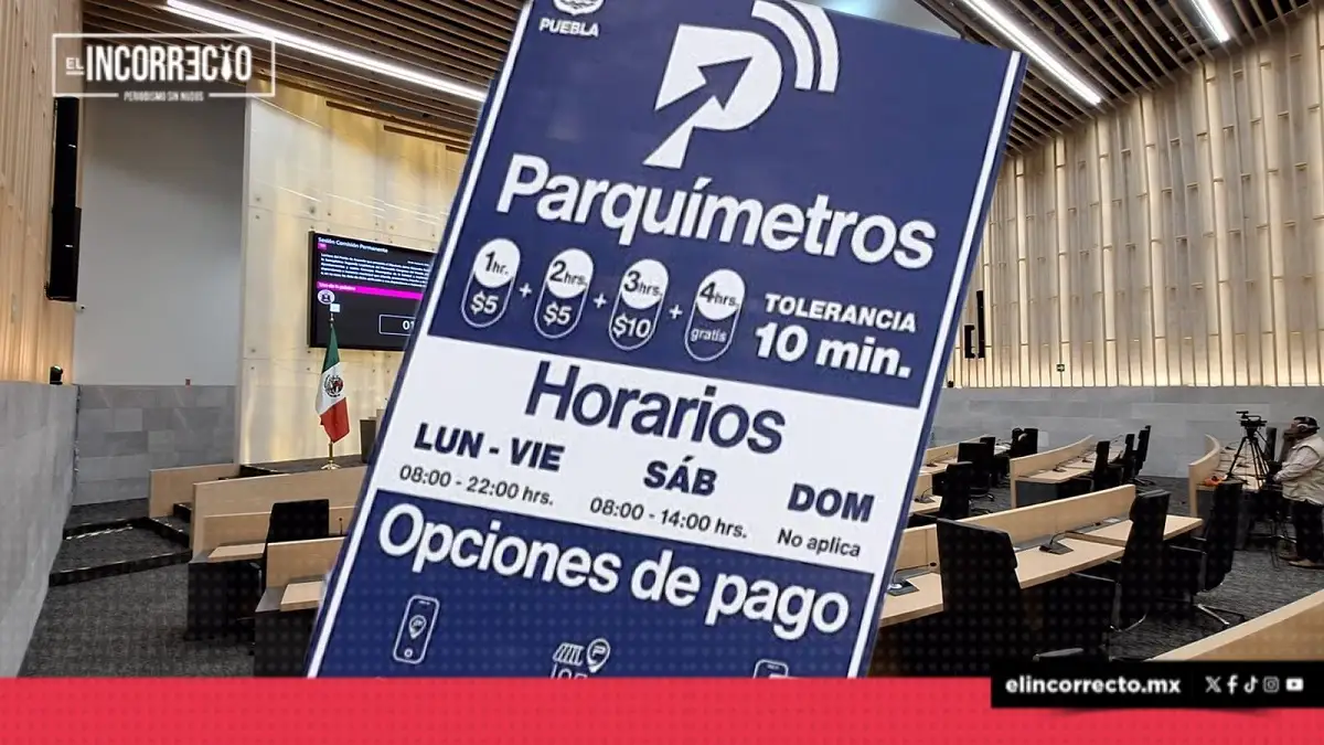 Congreso de Puebla aprueba cobro por parquímetros a partir de la cuarta hora