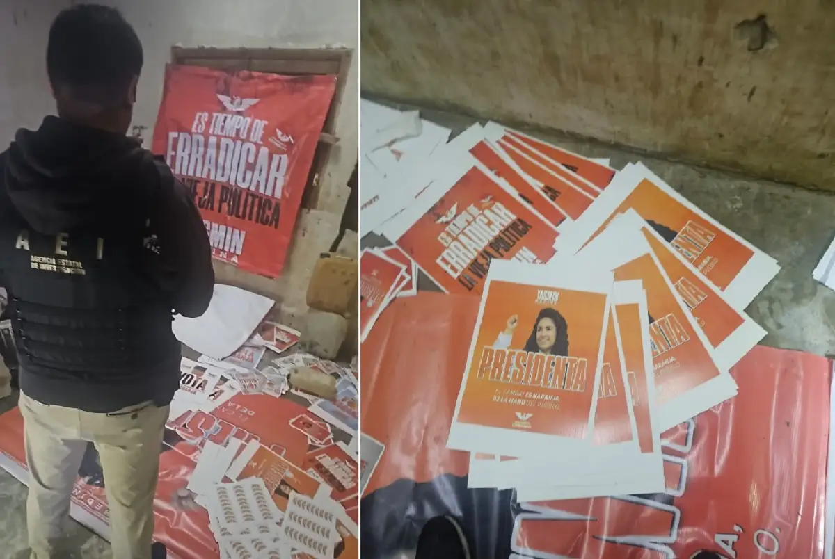 FGE), Puebla, aseguró propaganda de la candidata de Movimiento Ciudadano (MC), Yasmín Medina Carrasco, en una propiedad de Juan Lira, alias "El Moco".