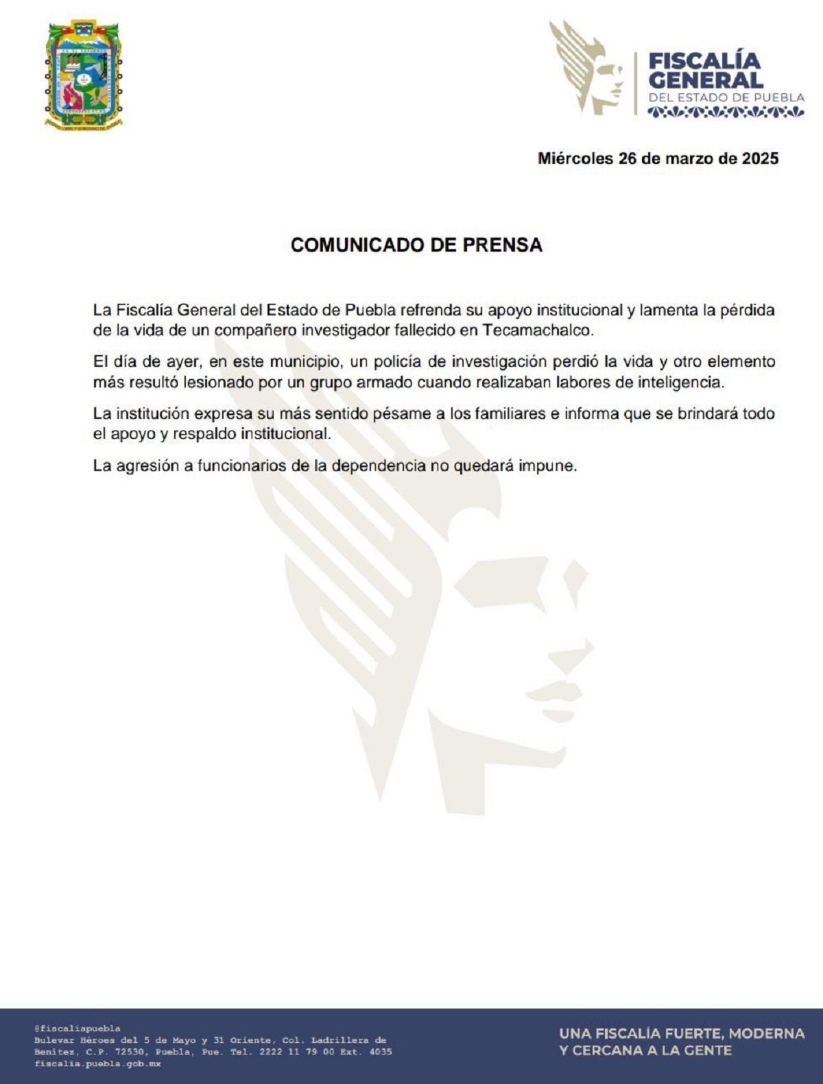 Muere agente ministerial durante enfrentamiento en Tecamachalco