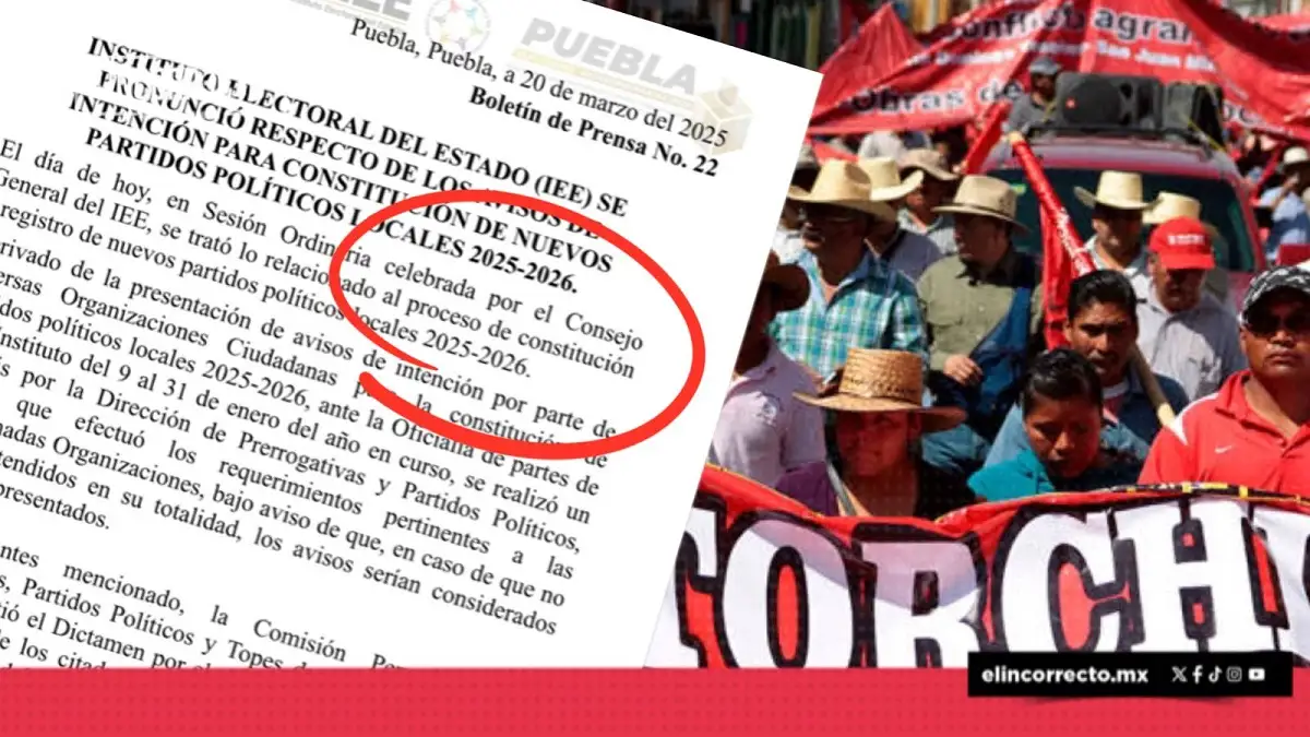 IEE niega registro de Antorcha Campesina como partido político en Puebla