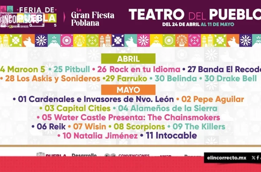 Por 50 pesos podrás ver a The Killers, Maroon 5, Scorpions y más en la Feria de Puebla 2025