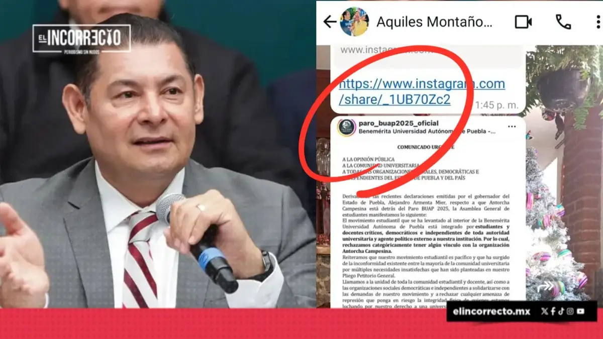 Revela Armenta intromisión de Antorcha Campesina en el paro de la BUAP; exige que saque las manos