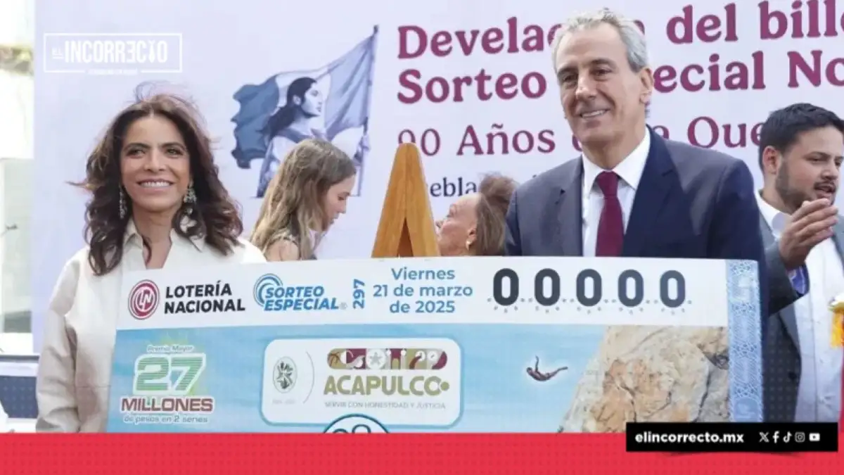 En Puebla, develan billete del sorteo especial de la Lotería Nacional