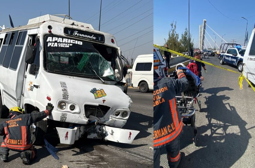  ¡Grave accidente! Ruta M21 choca frente al Cuauhtémoc; tres pasajeros con traumatismo craneoencefálico
