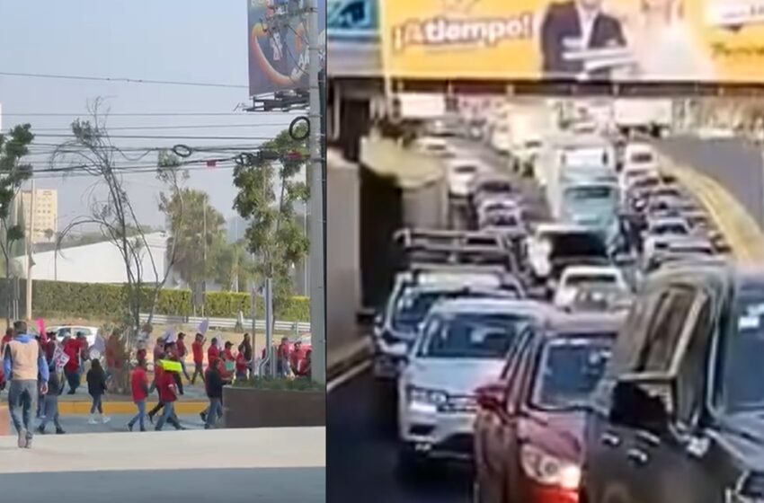  Manifestación de taxis piratas y la 28 de Octubre colapsan la Vía Atlixcáyotl