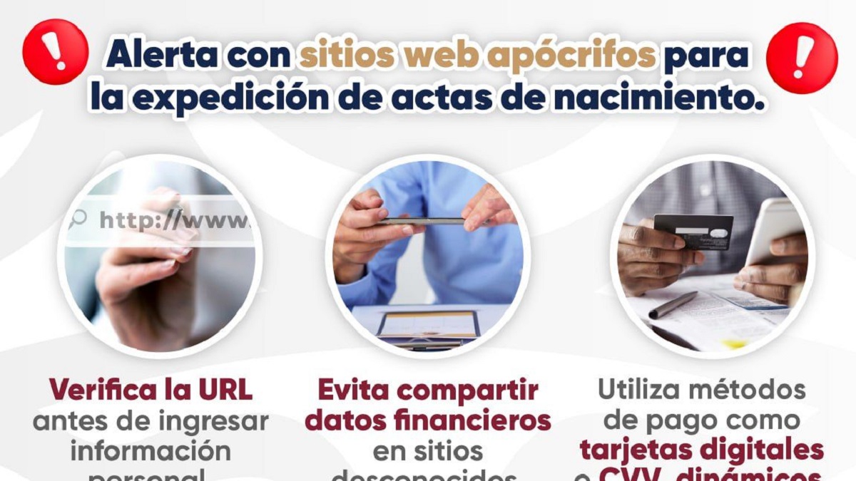 Alerta SSP sobre páginas apócrifas para la expedición de actas de nacimiento