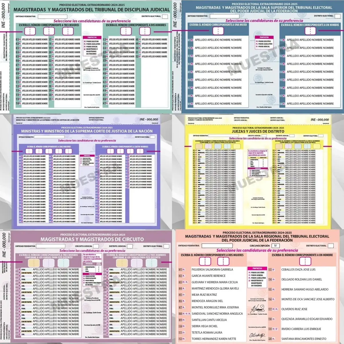 Así serán las boletas para la elección del Poder Judicial
