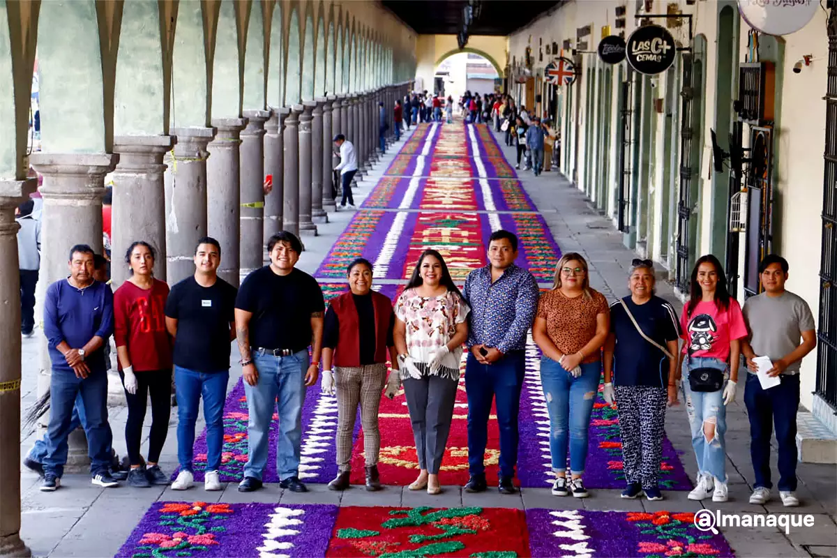 Encabeza Tonantzin Fernández la colocación de la alfombra monumental de Semana Santa