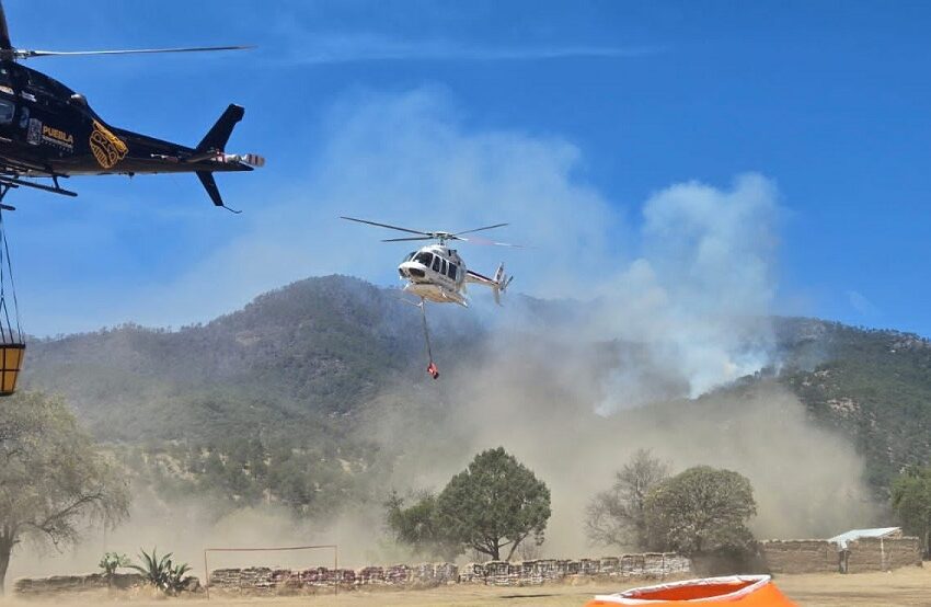  Personal de diferentes instancias trabajan en liquidación de 4 incendios activos en Puebla