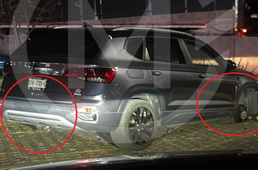  Desvalijan camioneta Taos en Carl’s Jr de Vía Atlixcáyotl; se llevan 3 llantas en minutos