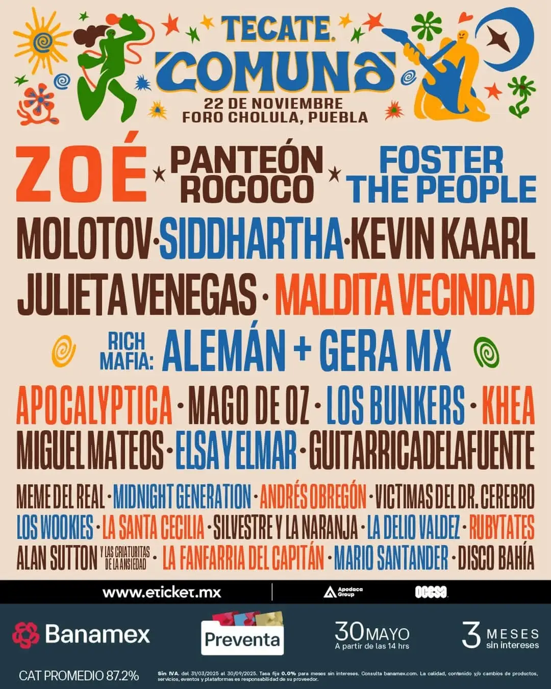 Este es el Line Up del Tecate Comuna 2025