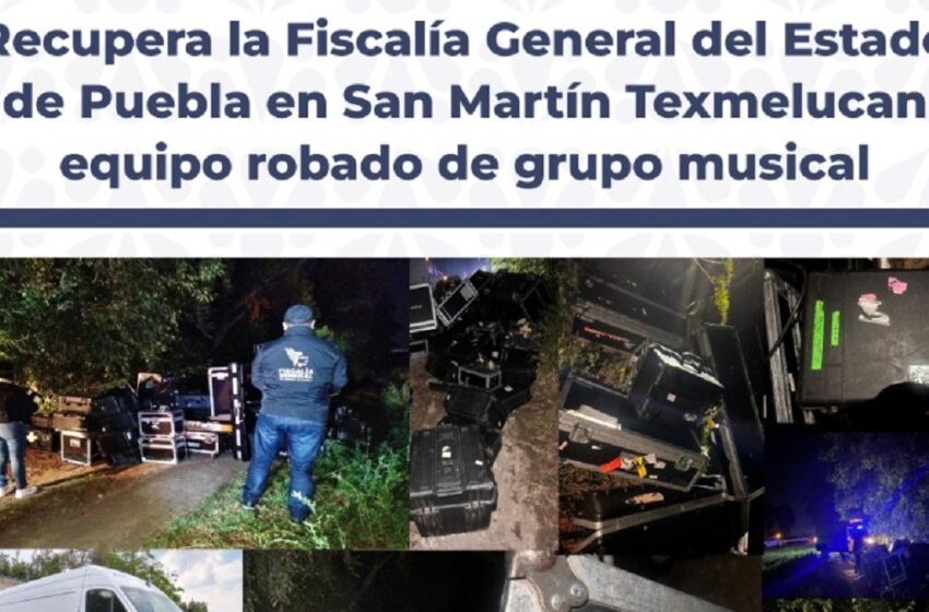  Recupera la Fiscalía General del Estado de Puebla en  San Martín Texmelucan equipo robado de grupo musical