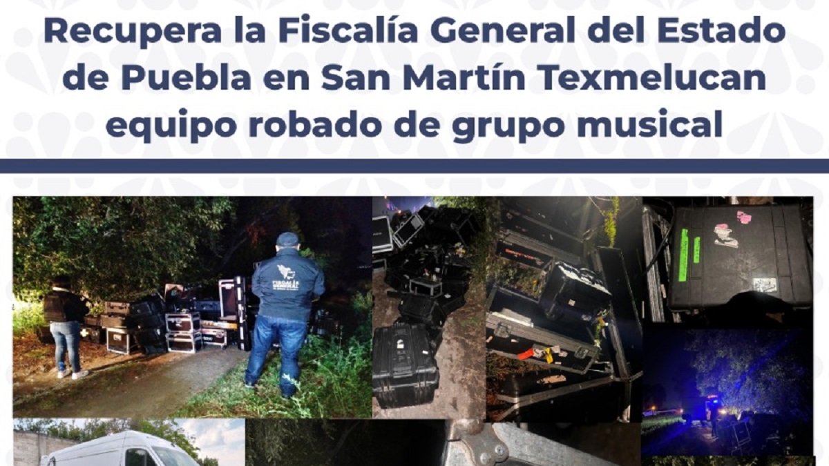 Recupera la Fiscalía General del Estado de Puebla en San Martín Texmelucan equipo robado de grupo musical